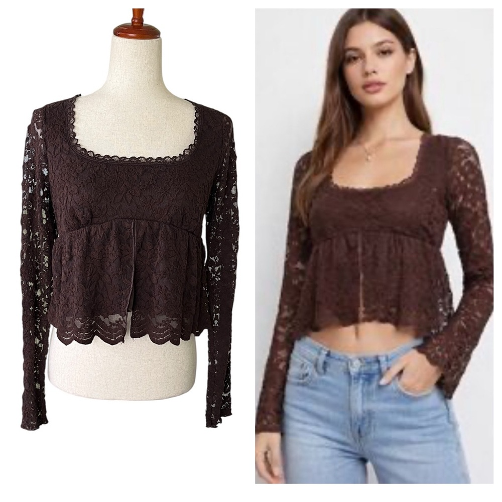 La Peche lace cropped blouse